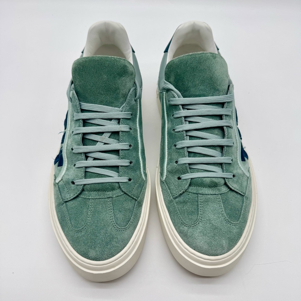 Salvatore Feragamo Suede Gancini Sneakers Leather Trim Designer Shoes - Picture 3 of 8